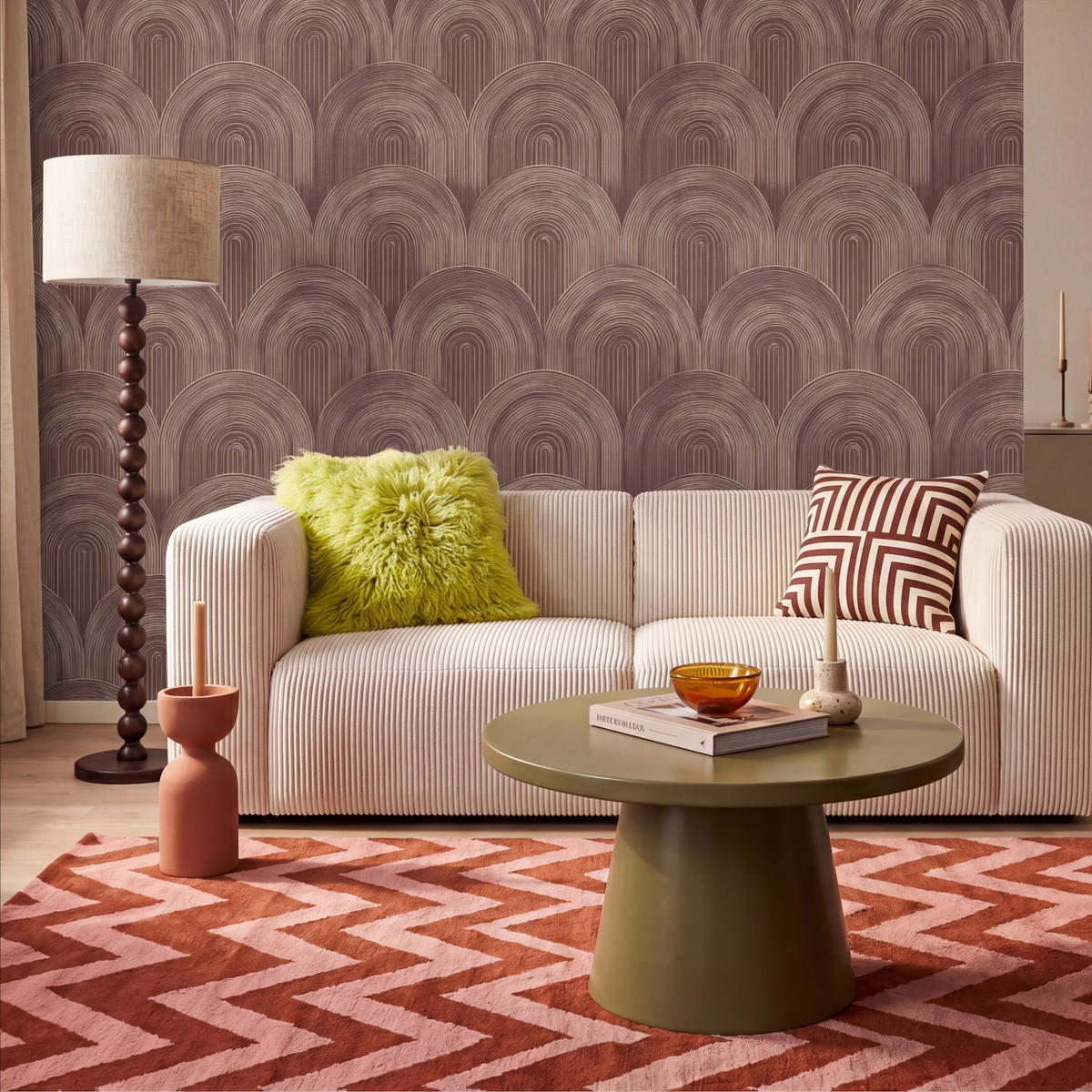 TAPETE - Rhythmic - Aufschlag - Braun - 350x220 cm - Dunkelbraun, Papier (350/220cm) - OnlyWow