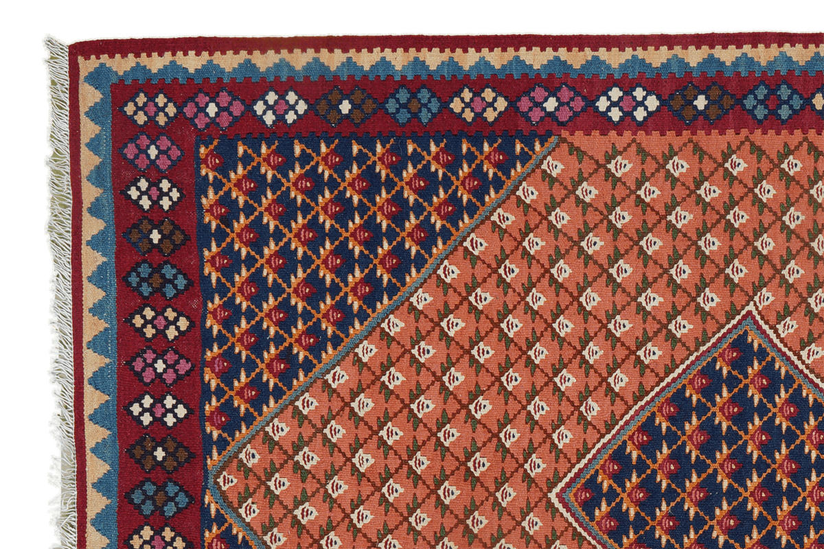 HANDWEBTEPPICH Kelim Senneh Orange 154/107 cm Schurwolle - Orange, Textil (107/154cm) - Looma