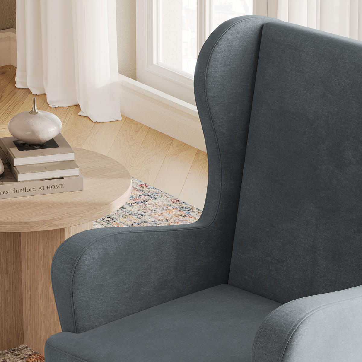 KŘESLO ušák VOGERA M, šedá - šedá, dřevo/textil (78/103/85cm) - MASSENO