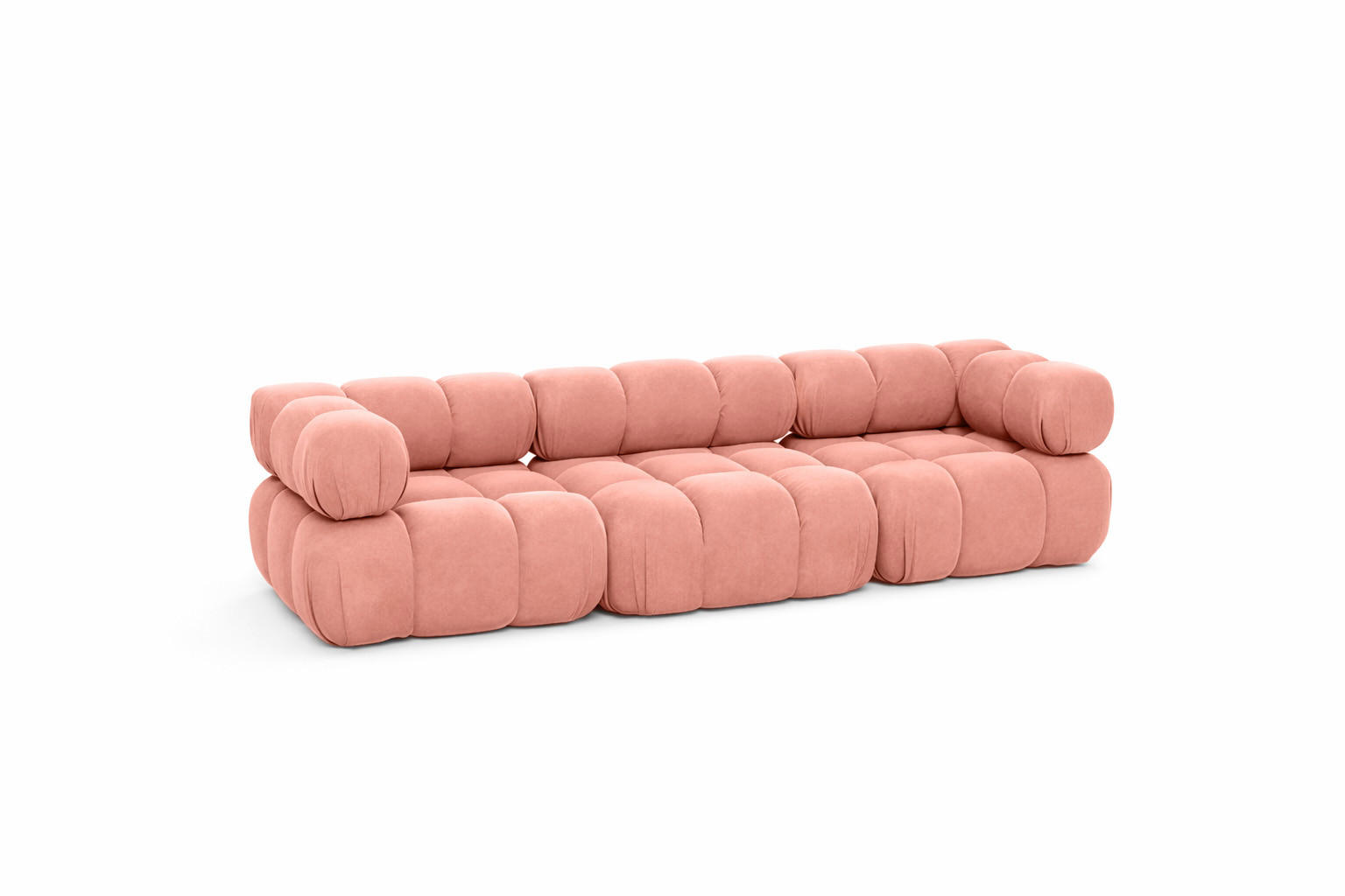 COUCH, 3-Sitzer Modular, Veloursstoff Salvador, Rosa, Selia - Rosa, Holz (285/70/95cm) - Kaiser Möbel