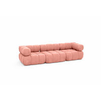 COUCH, 3-Sitzer Modular, Veloursstoff Salvador, Rosa, Selia - Rosa, Holz (285/70/95cm) - Kaiser Möbel