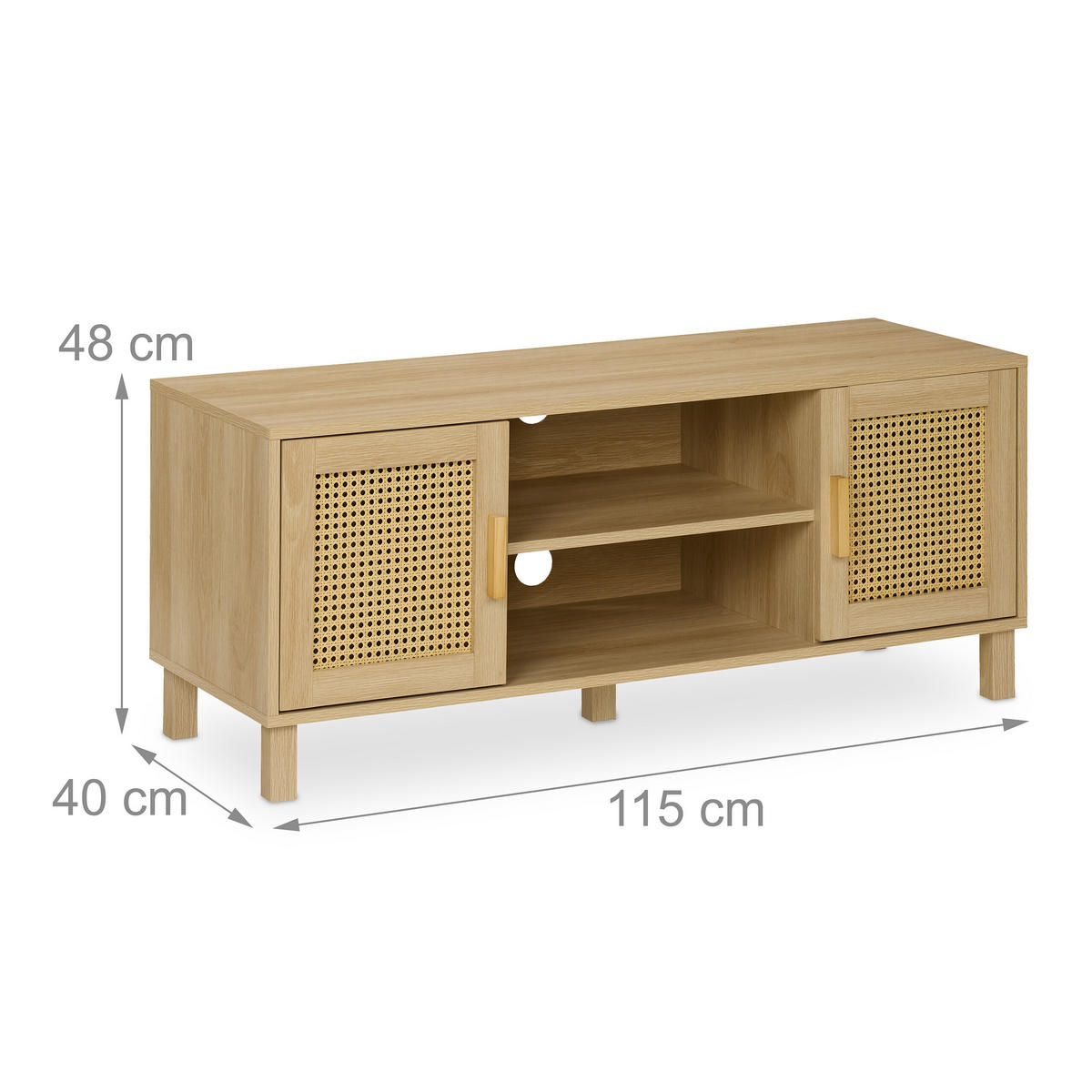 TV-LOWBOARD - Hellbraun, Holzwerkstoff/Kunststoff (115/48/40cm) - Relaxdays