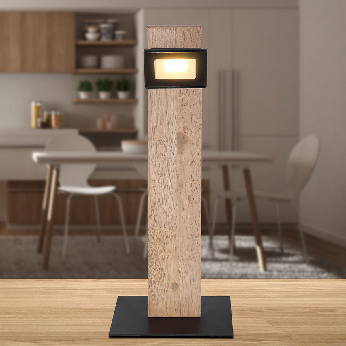 LED TISCHLEUCHTE Kunststoff Weiß - Weiß, Holz (18/12/45cm) - Globo Lighting