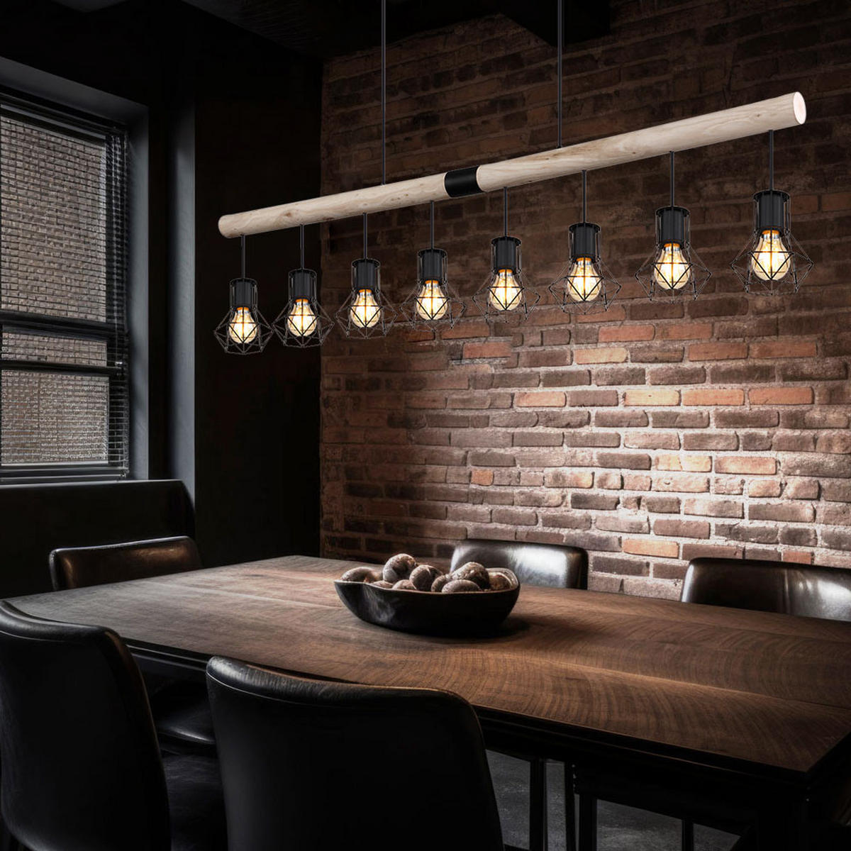 HÄNGELEUCHTE Holz Braun Metall - Braun, Holz (140/13.3/120cm) - Globo Lighting