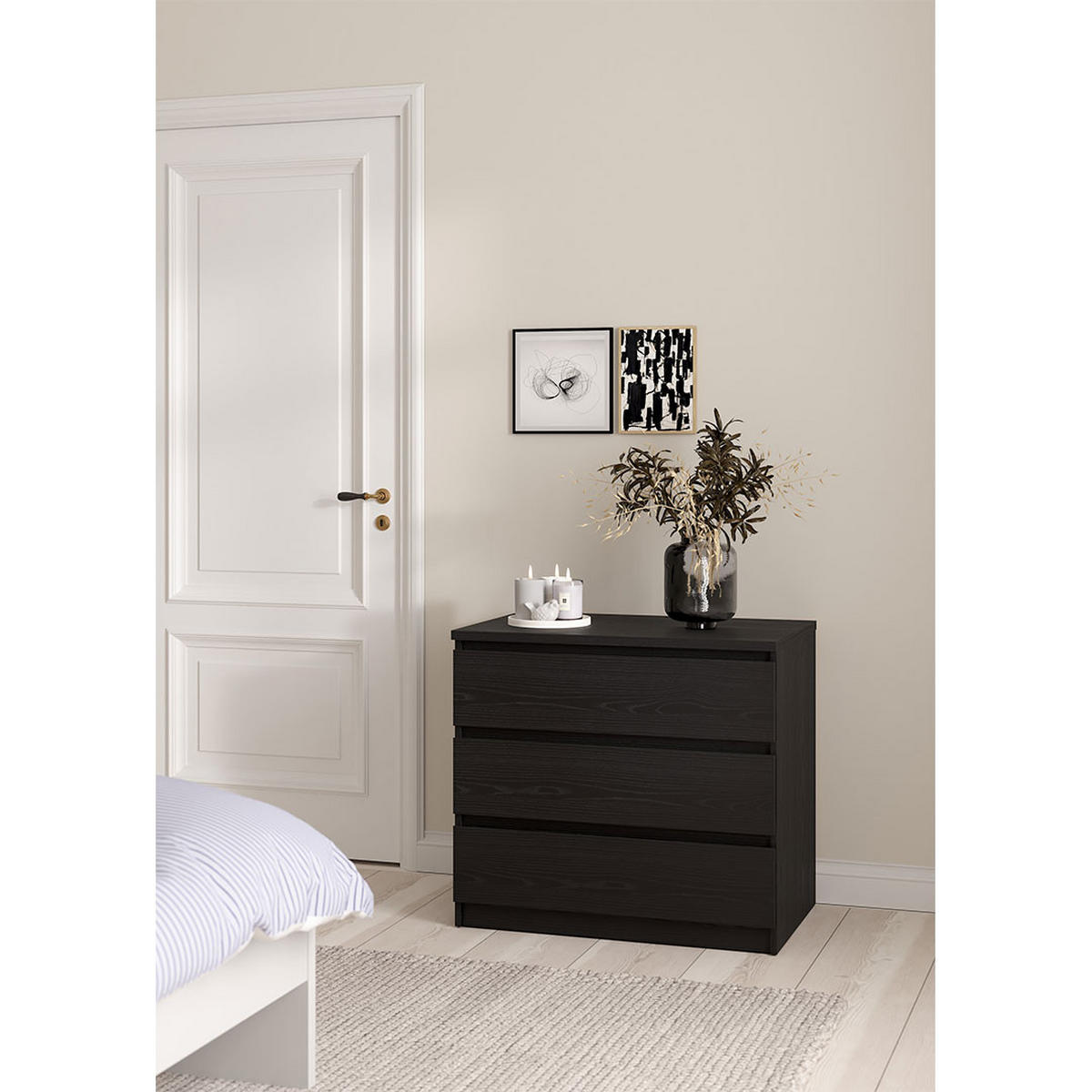 KOMMODE, Naia, Schwarz, Holzwerkstoff, 77 x 50 x 68 cm - Schwarz, Holzwerkstoff (77/68/50cm) - ebuy24