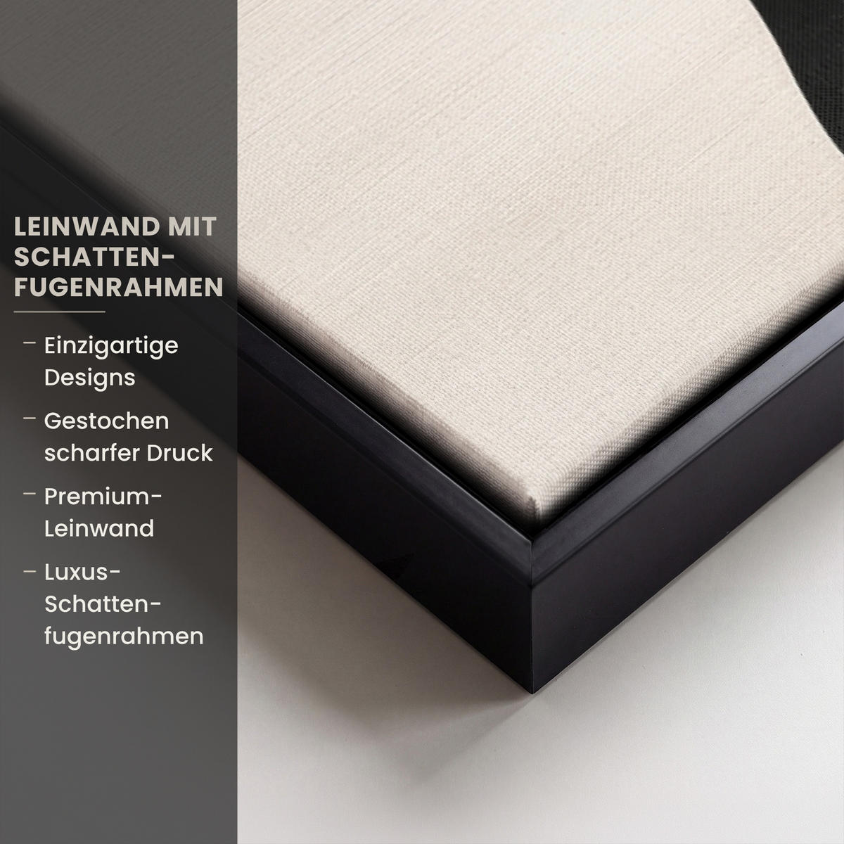 LEINWAND Bilder mit Rahmen - Abstrakt - Japandi - Beige - Modern - 60x40 - Schwarz, Textil (60/40cm) - MuchoWow