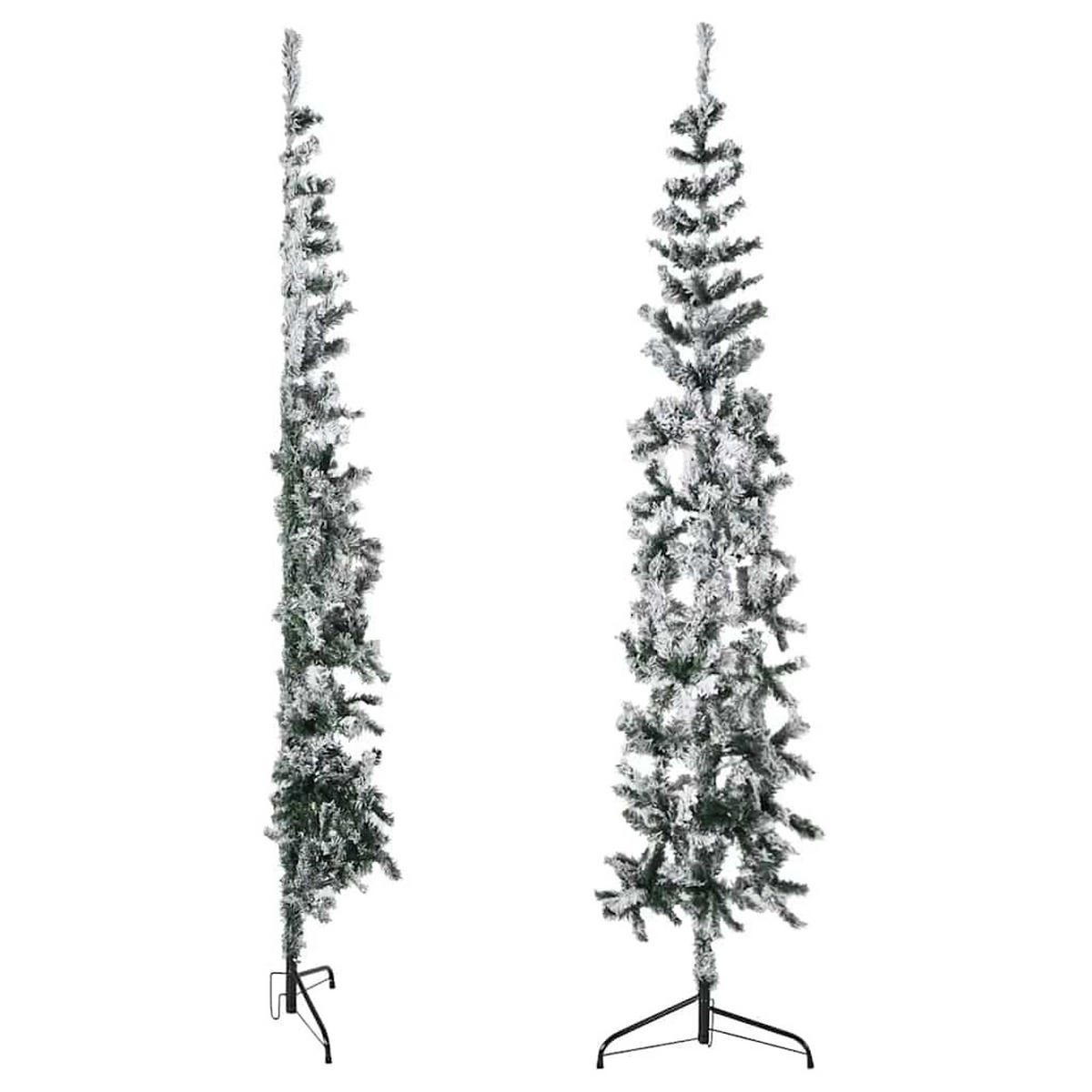 KÜNSTLICHER Halb-Weihnachtsbaum mit Schnee Schlank 210 cm - Grün, Kunststoff (210cm) - furnicato