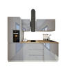 KÜCHENZEILE 420 cm - Aspen KA6-M420 - in Grau/Hochglanz - Grau, Holz (420/212/58cm)