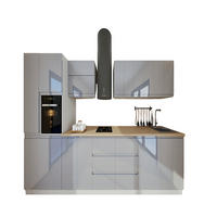 KÜCHENZEILE 420 cm - Aspen KA6-M420 - in Grau/Hochglanz - Grau, Holz (420/212/58cm)