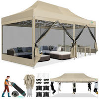 FALTPAVILLON 3 x 6 m mit Moskitonetz Khaki - Beige, Textil (300/275/600cm)