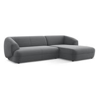 ECKSOFA Rechts Samt Stoff Grau - Dunkelgrau/Schwarz, Kunststoff/Textil (280/156cm) - Makamii