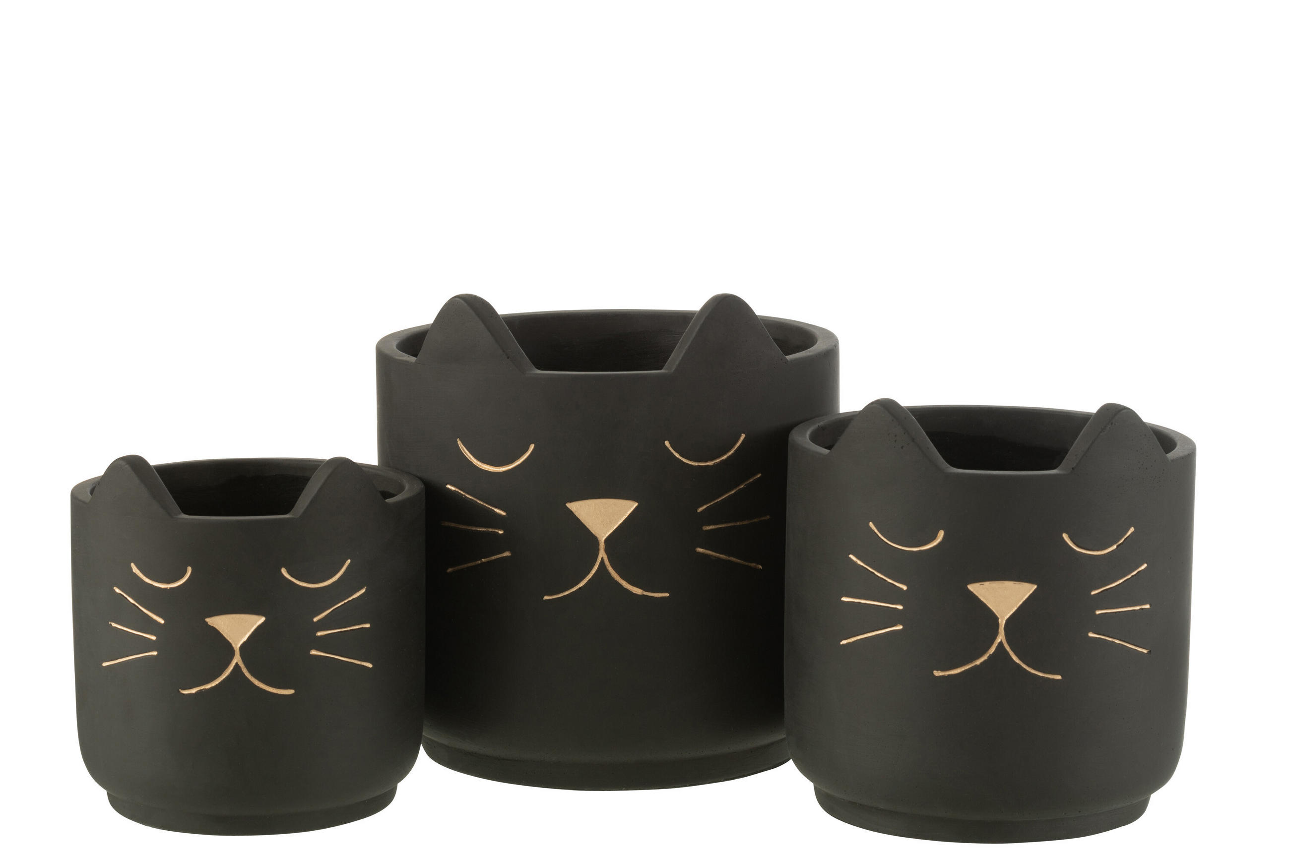 BLUMENTOPF KAT - Töpferei - Schwarz - L - Ø 19 cm - Schwarz, Keramik (19/19.5cm) - J-Line