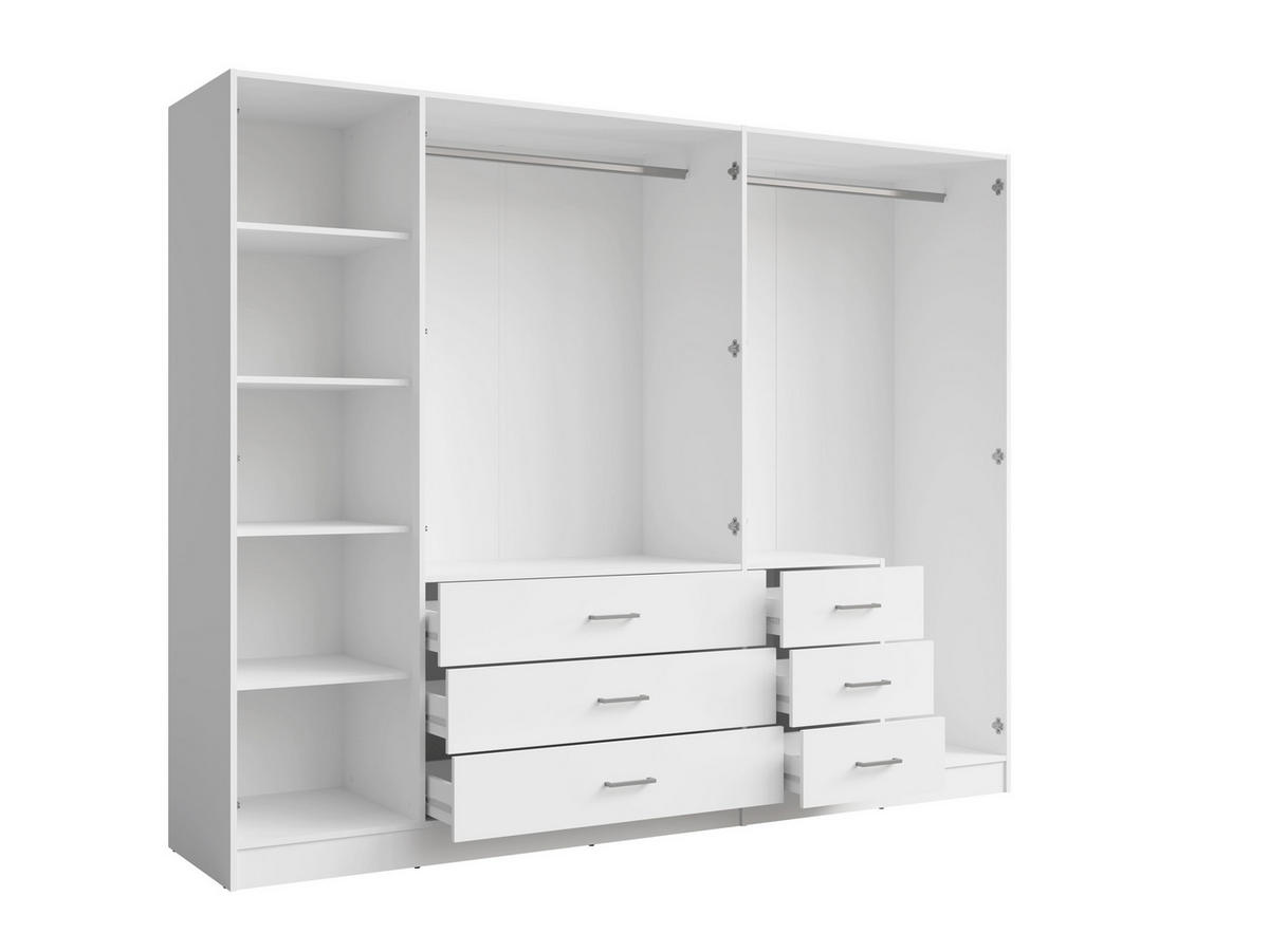 KLEIDERSCHRANK Weiß 250/200,5/58 - Weiß, Holzwerkstoff (250/201/58cm) - RAUMHIRSCH FURNITURE