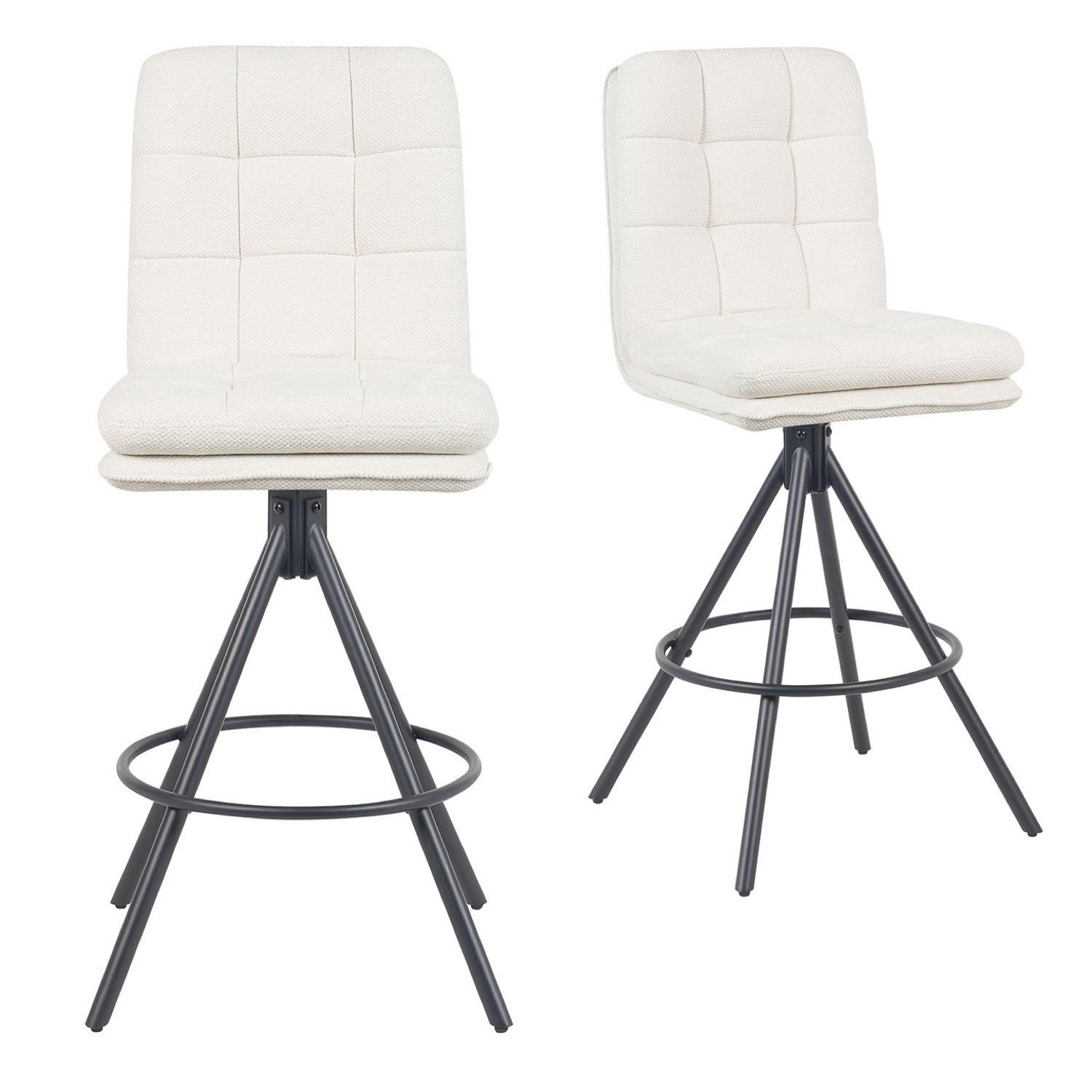 BARHOCKER Tayo - Creme/Schwarz, Textil/Metall (46/106/57cm) - DUBI Möbel