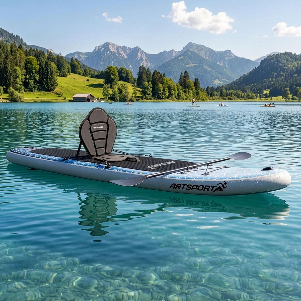 STAND UP Paddle Board Deep Ocean aufblasbar mit Kajak-Set - Blau, Kunststoff (320/77/15cm) - Artsport