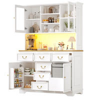BUFFETSCHRANK 118/39,5/180 cm Weiß aus MDF mit LED - Weiß, Holzwerkstoff (118/180/40cm) - OKWISH