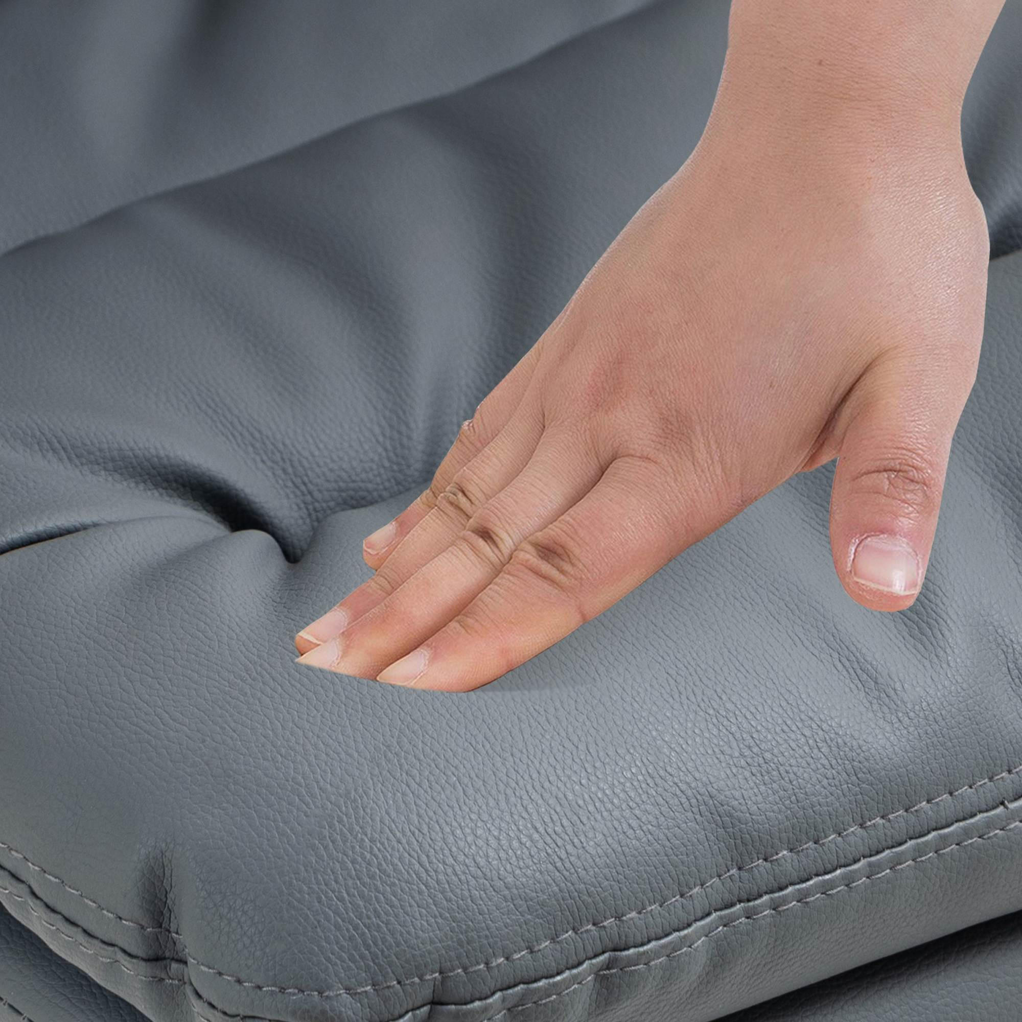 BARHOCKER 2er-Set TURIN Grau Kunstleder Schwarz - Grau, Leder/Metall (42/94/56cm) - DELUKE