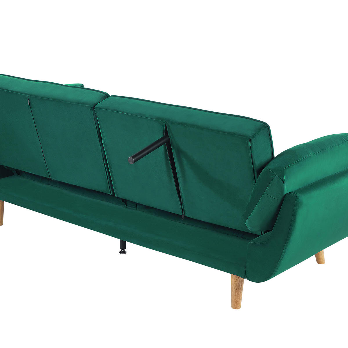 3-SITZER-SCHLAFSOFA Samtstoff Grün Asby - Grün, Textil (218/82/83cm) - Beliani
