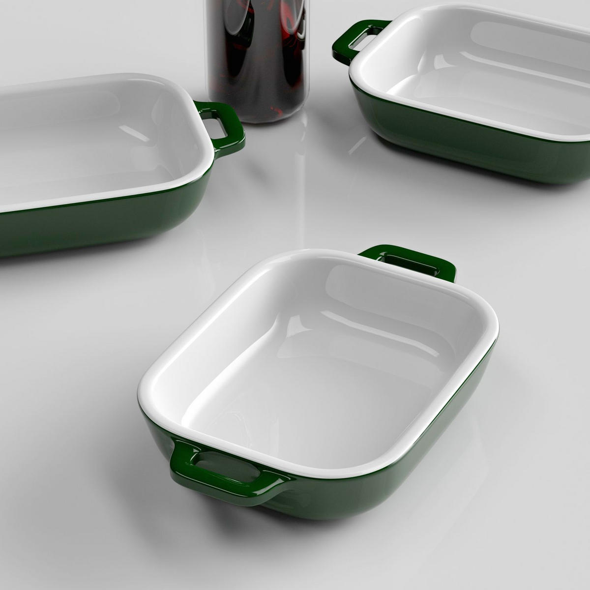 AUFLAUFBACKFORM Porzellan 26 x 17 x 5 cm - Grün, Keramik (17/5/26cm) - Intirilife