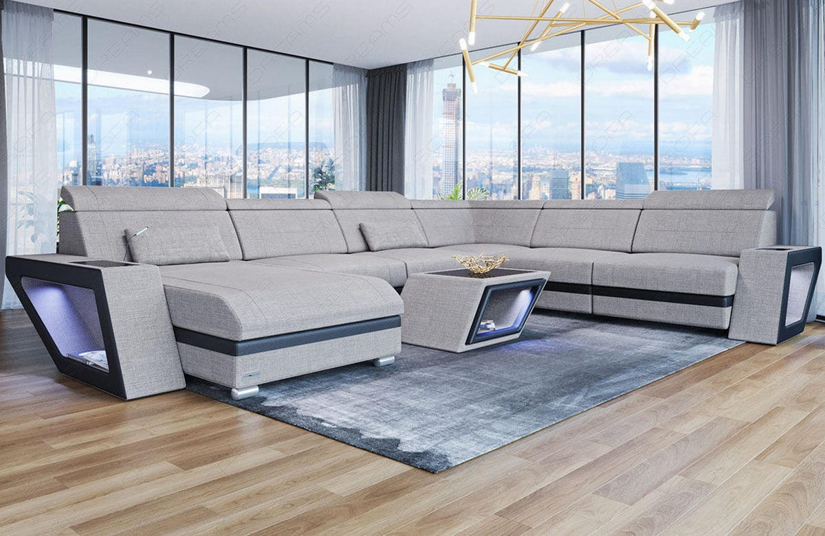 WOHNLANDSCHAFT Catania Macchiato Schwarz Strukturstoff - Braun, Kunststoff (349/89/264cm)