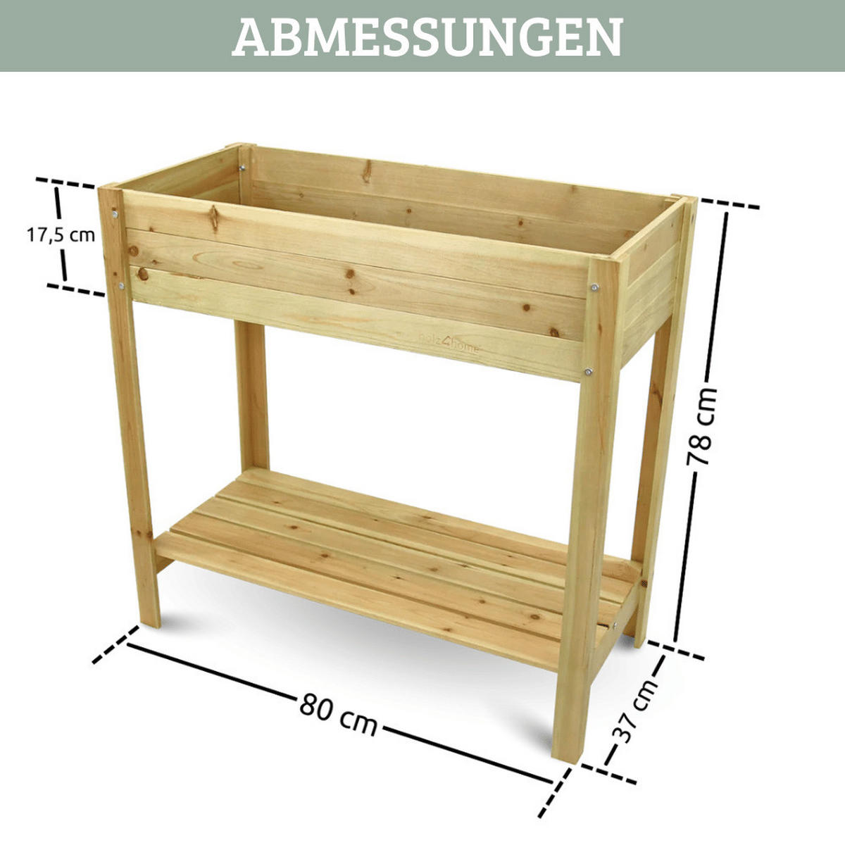 HOCHBEET Balkon Holz KLEO Inkl. Vlies Natur - Braun, Holz (80/78/37cm) - DELUKE