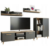 WOHNWAND Oslo 4-teilig Anthrazit-Artisan Eiche - Hellbraun/Anthrazit, Holzwerkstoff (150/47/40cm) - Matkam Möbel