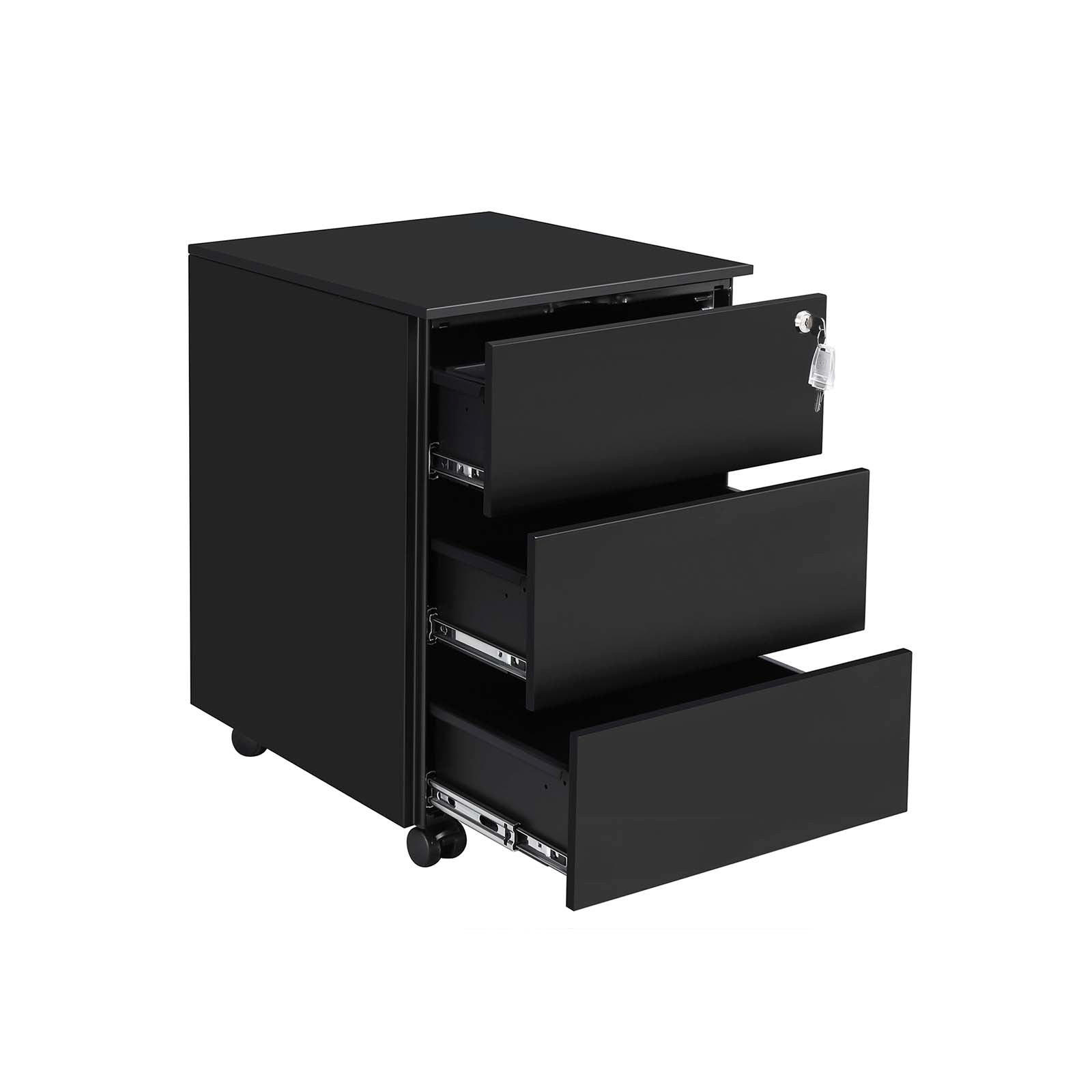 Thumbnail - Hansiro Rollcontainer, Schwarz, Metall, 45x55x39 cm, Arbeitszimmer, Container