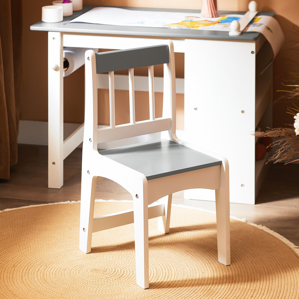 KINDERSITZGRUPPE Weiß-Grau - Weiß/Grau, Holz/Holzwerkstoff (80/66/50cm) - SoBuy