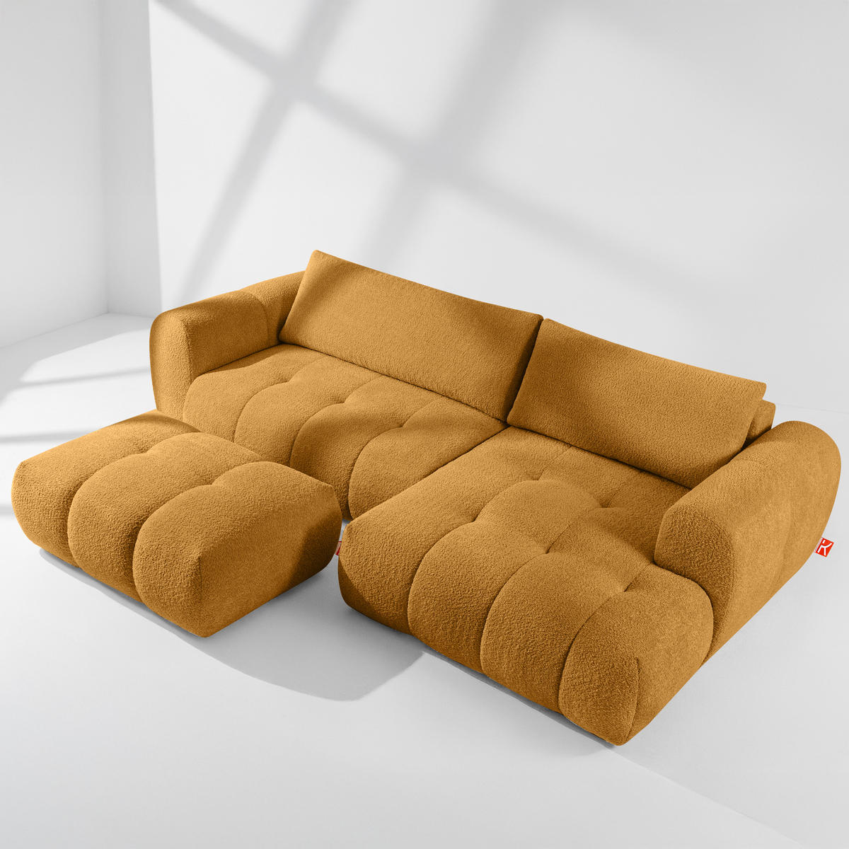 ECKSOFA RECHTS LIRA, Honigfarben, Bouclé - Honig, Holz/Holzwerkstoff (295/112cm) - KONSIMO®