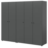 KLEIDERSCHRANK grau 5-türig 200 cm, Drehtürenschrank mit Kleiderstangen - Schwarz/Grau, Holzwerkstoff/Kunststoff (200/176/51cm) - Inn.Furn