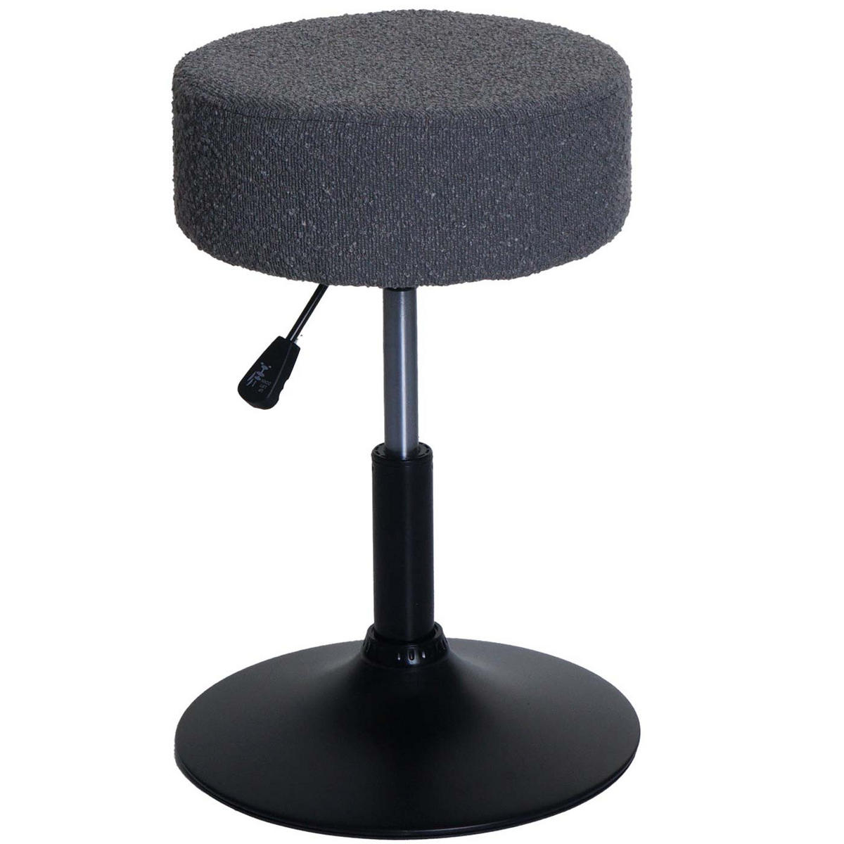 HOCKER höhenverstellbar und drehbar Sitzhöhe 45-57cm Ø 37cm Stoff Bouclé Dunkelgrau - Grau, Textil (37/57/37cm) - PROREGAL