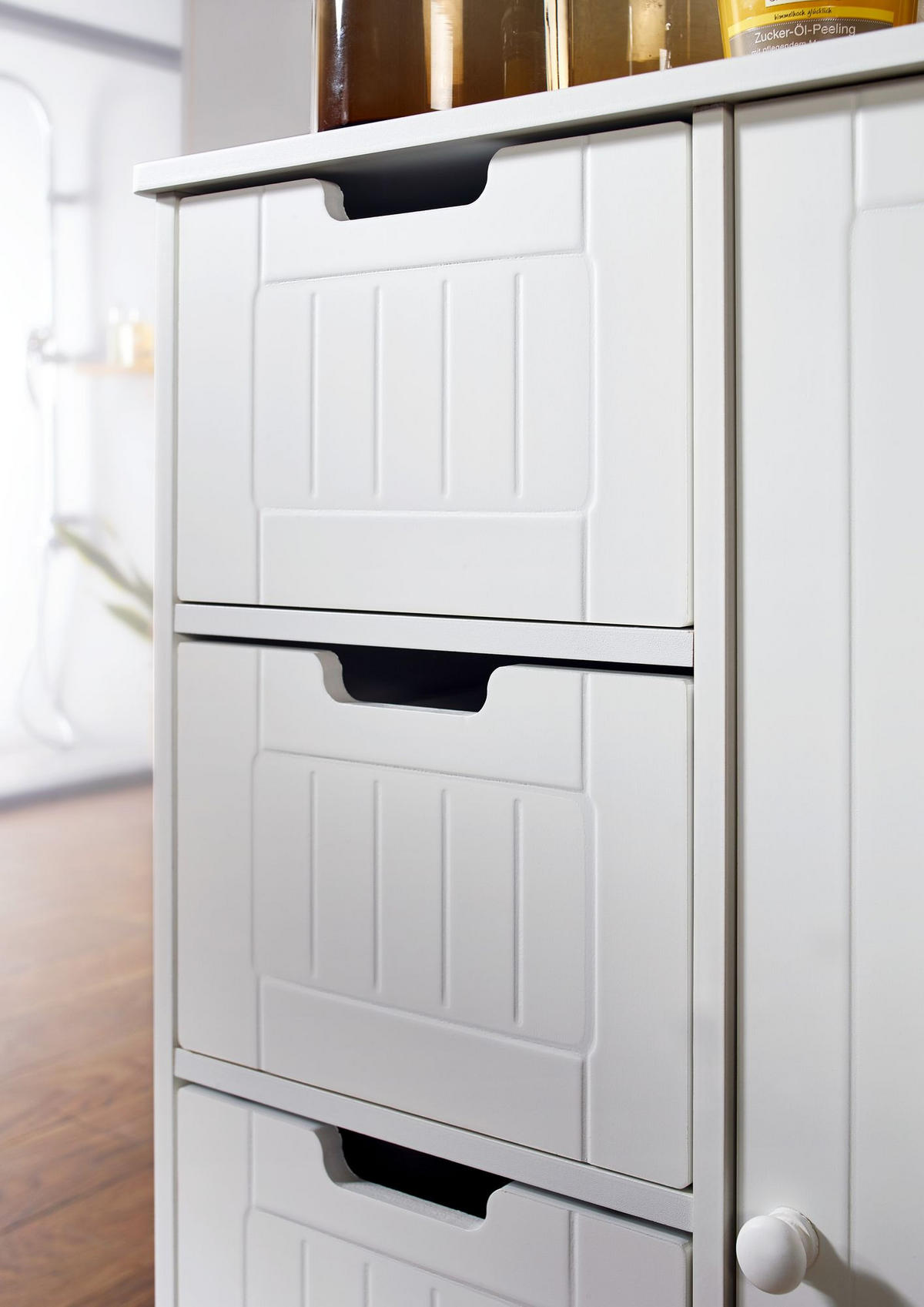 BADSCHRANK Weiß 30x83x30 cm im Landhausstil aus MDF mit 4 Schubladen - Weiß, Holz (56/83/30cm) - KADIMA DESIGN