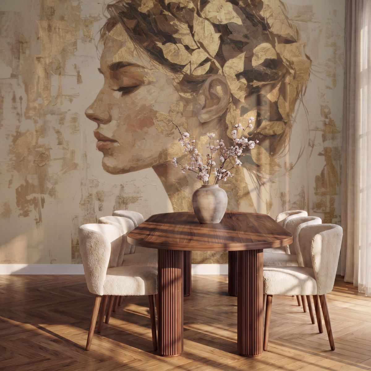 TAPETE - Frau - Gold - Abstrakt - Textur - 300x220 cm - Goldfarben, Papier (300/220cm) - OnlyWow