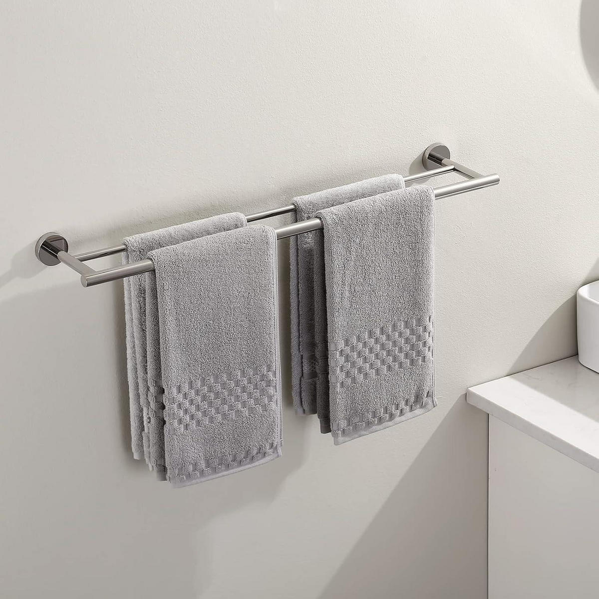 HANDTUCHHALTER Doppelt Edelstahl Poliert 75 cm - Silberfarben, Metall (14.5/5.1/76.2cm)