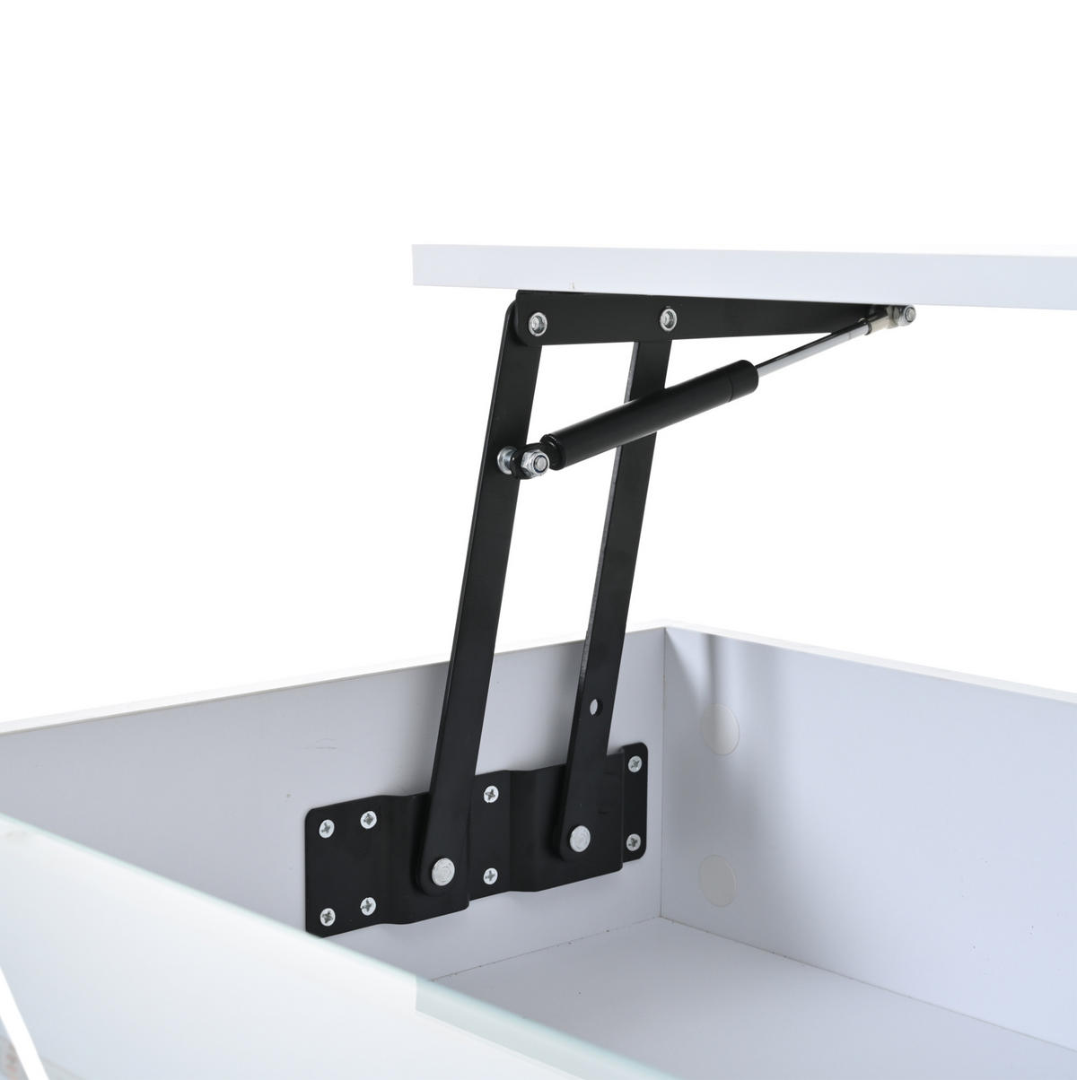 COUCHTISCH 80/80/45 cm mit LED-Beleuchtung und höhenverstellbarer Platte - Weiß, Holzwerkstoff (80/80/45cm) - Flora Grace