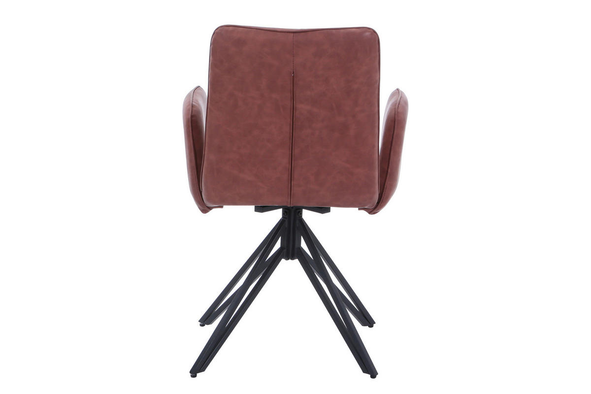 DREHSTUHL CEBU - Hellbraun/Nussbaumfarben, Leder/Metall (50/85/50cm) - SAM