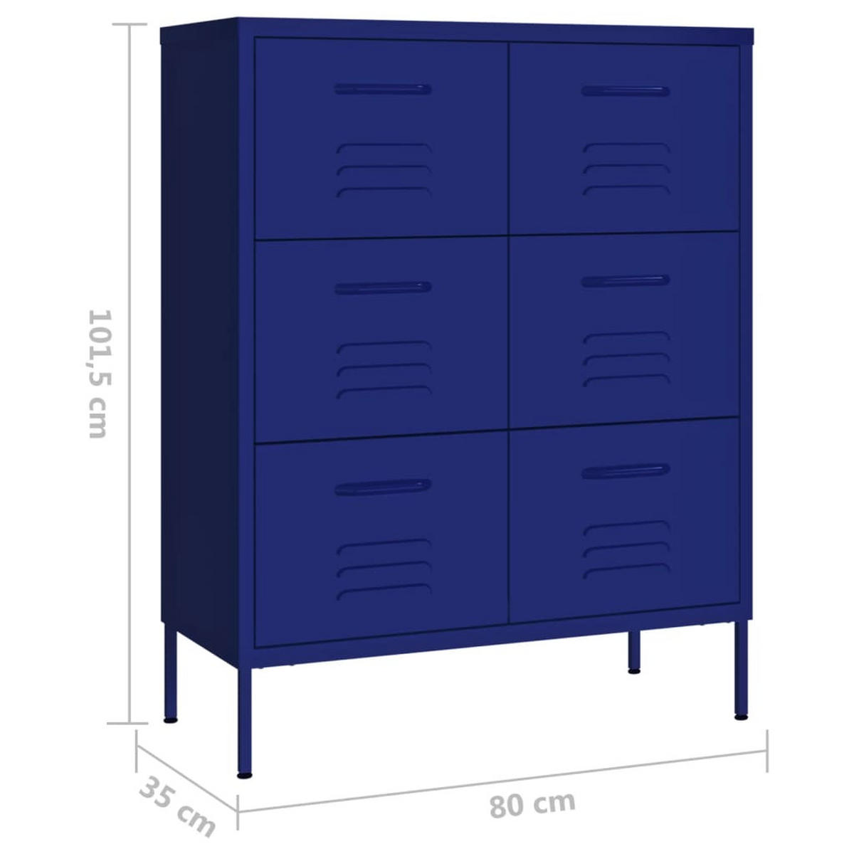 SCHUBLADENSCHRANK MARINEBLAU 80X35X101,5 CM STAHL - Blau, Metall (80/101.5/35cm) - vidaXL