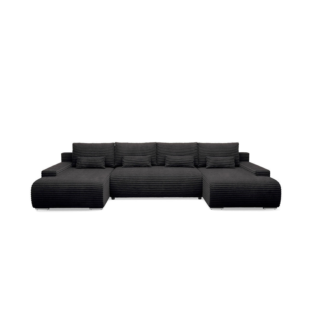 PANORAMASOFA Ivana 4 Sitzplätze Schwarz - Schwarz, Holz (350/85/172cm) - Petits-meubles