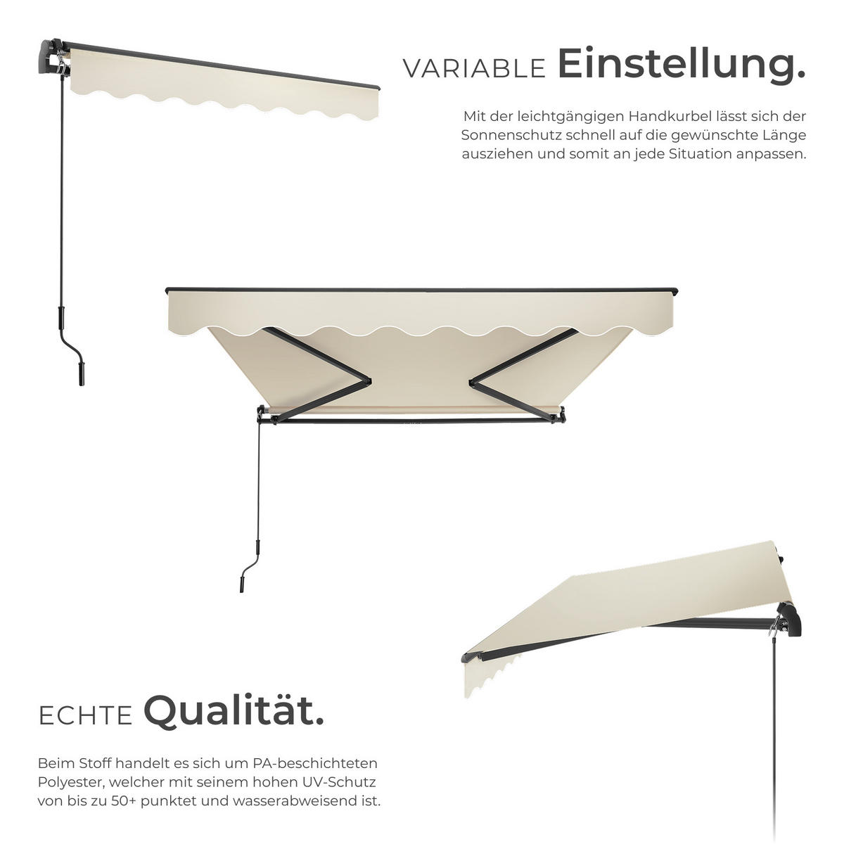 GELENKARMMARKISE Ornella,inkl. Wandhalterung,beige - Beige, Kunststoff (250/41/200cm) - tectake
