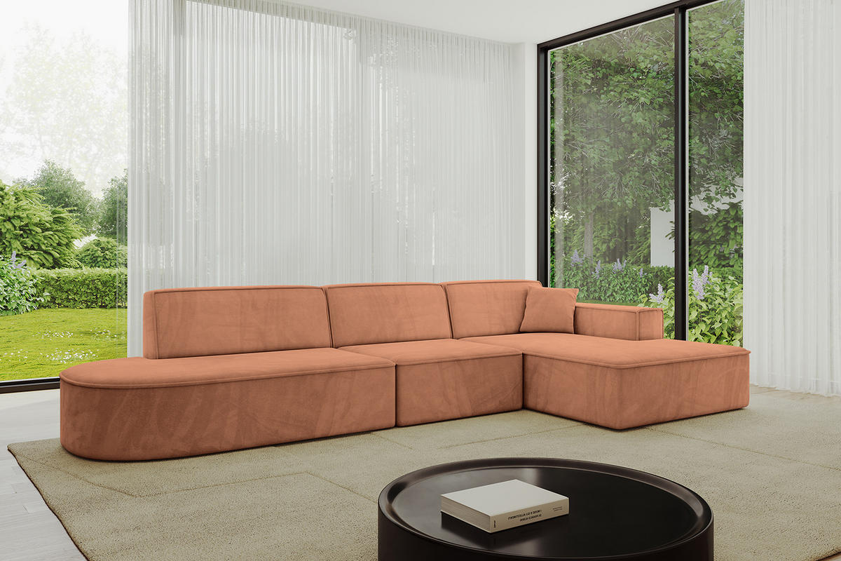 ECKSOFA Ottomane Rechts IREA-L2-v4 - 328x171x79 cm Koralle - Koralle, Holzwerkstoff/Textil (171/328cm) - ALTDECOR