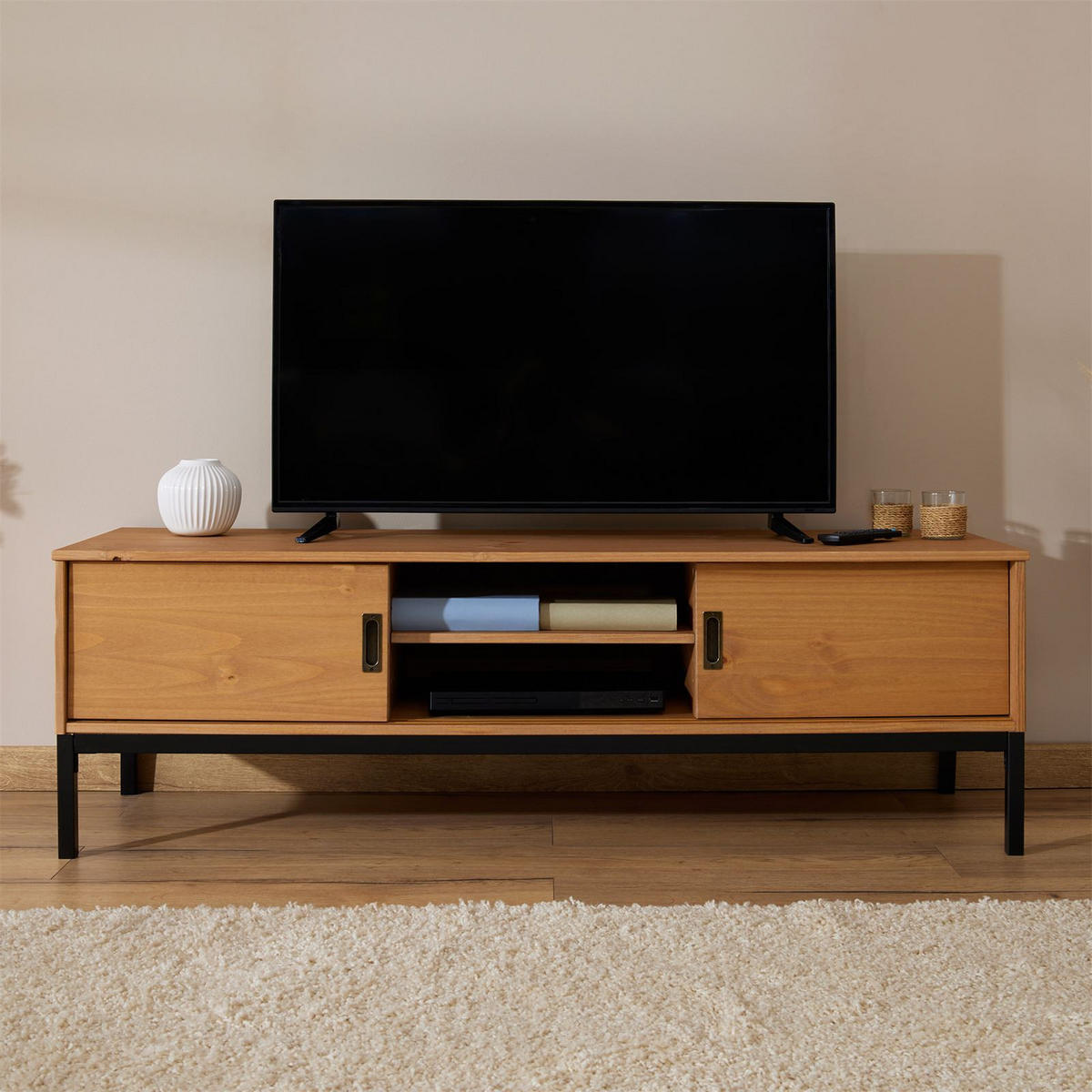 LOWBOARD SELMA - Hellbraun, Holz (145/47/47cm) - IDIMEX