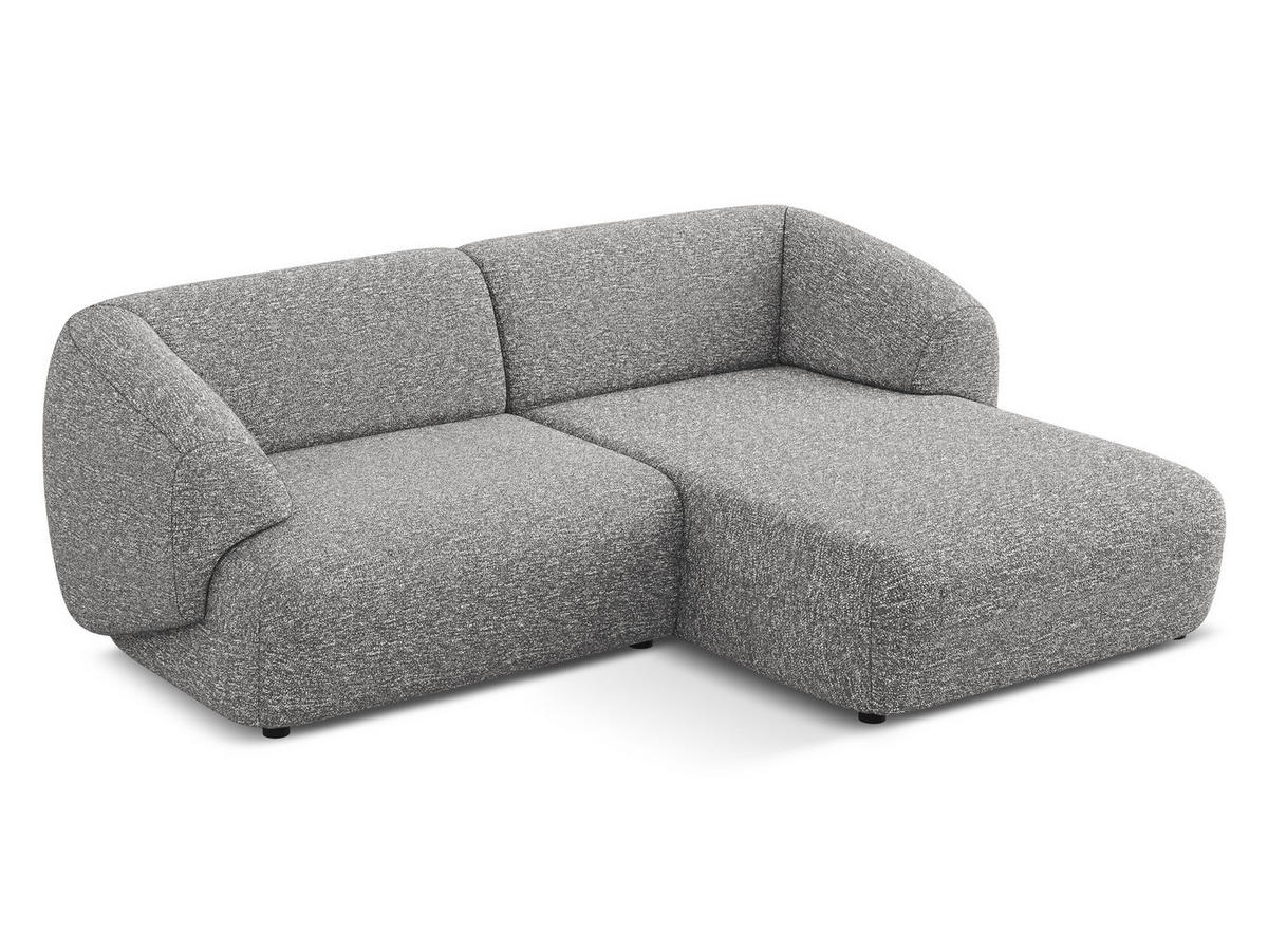 ECKSOFA rechts Strukturstoff Stoff Grau - Hellgrau/Schwarz, Kunststoff/Textil (230/98cm) - Makamii