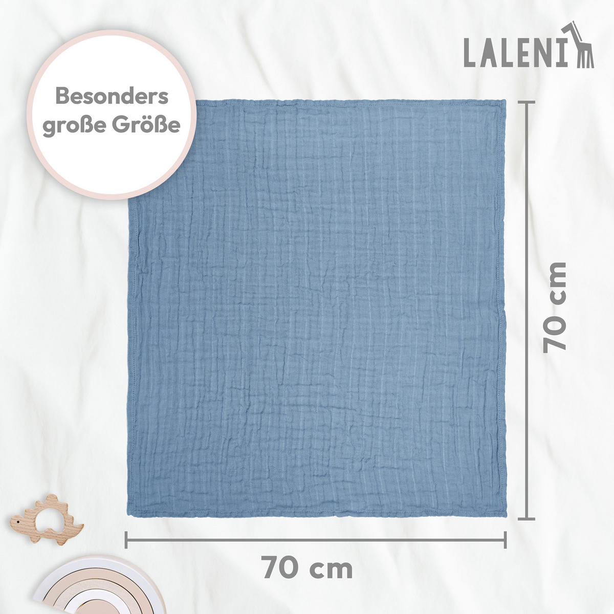 SPUCKTÜCHER 70/70 cm, 100% Baumwolle für Babys, Hellblau, 10er-Set - Hellblau, Textil (70/70cm) - Laleni