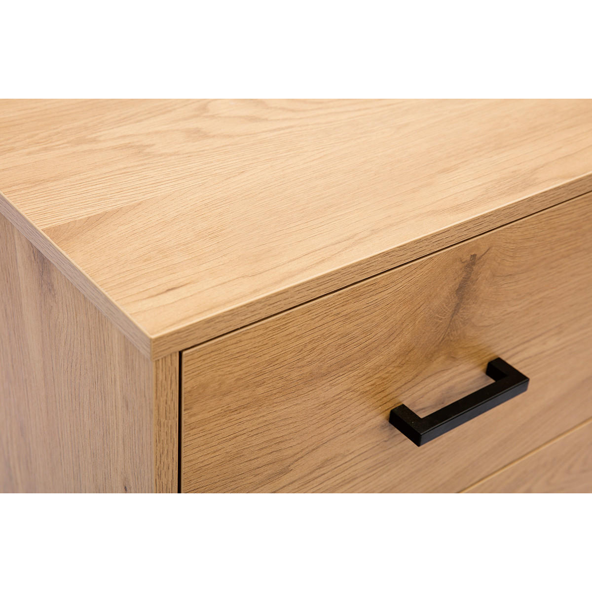 KOMMODE Helles Eichenholzfinish Schwarzes Metall 3 Schubladen B100 cm LOVATO - Eiche Bianco, Holz (43/100/100cm) - Miliboo