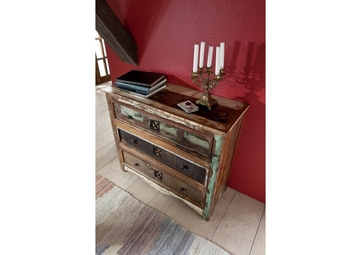 KOMMODE Altholz 100x42x88 mehrfarbig lackiert NATURE OF SPIRIT #49 - Multicolor, Holz (100/88/42cm) - Massivmoebel24