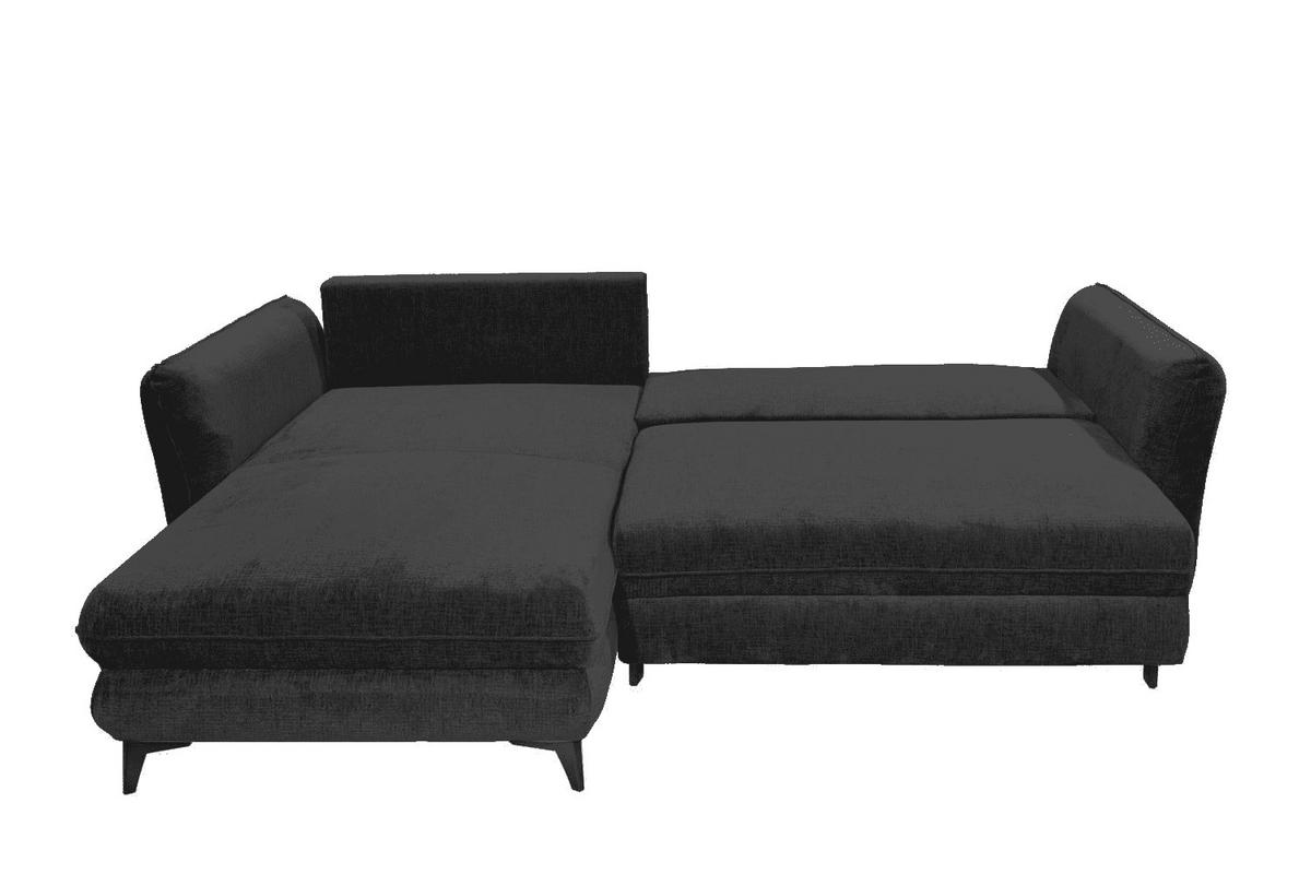 ECKSCHLAFSOFA mit Schlaffunktion und Bettkasten, beidseitig montierbar - Schwarz, Holz/Kunststoff (286/192cm) - ed exciting design