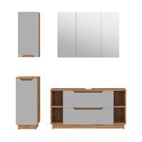 BADMÖBEL-SET Lotta Eiche/grau gestreift 4 Teile - Eichefarben/Grau, Holzwerkstoff (119.2/62.5/35cm) - Vicco