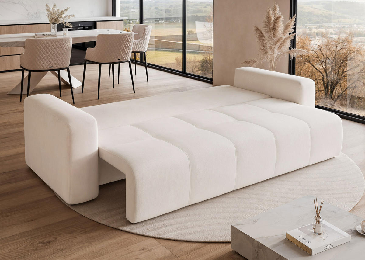 SCHLAFSOFA PEDRO mit Bettkasten Creme - Creme, Holzwerkstoff/Kunststoff (244/79/93cm) - Idohome