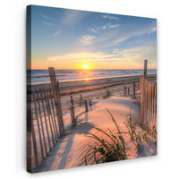 LEINWANDBILD Strand - Meer - Düne - Sonnenuntergang - Landschaft 50x50 cm - Beige, Textil (50/50cm) - MuchoWow