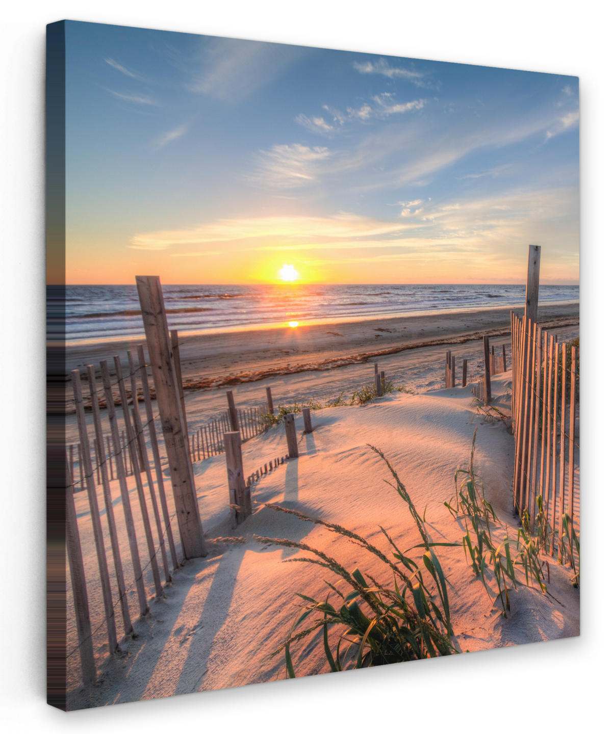 LEINWANDBILD Strand - Meer - Düne - Sonnenuntergang - Landschaft 50x50 cm - Beige, Textil (50/50cm) - MuchoWow